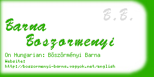 barna boszormenyi business card