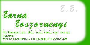 barna boszormenyi business card